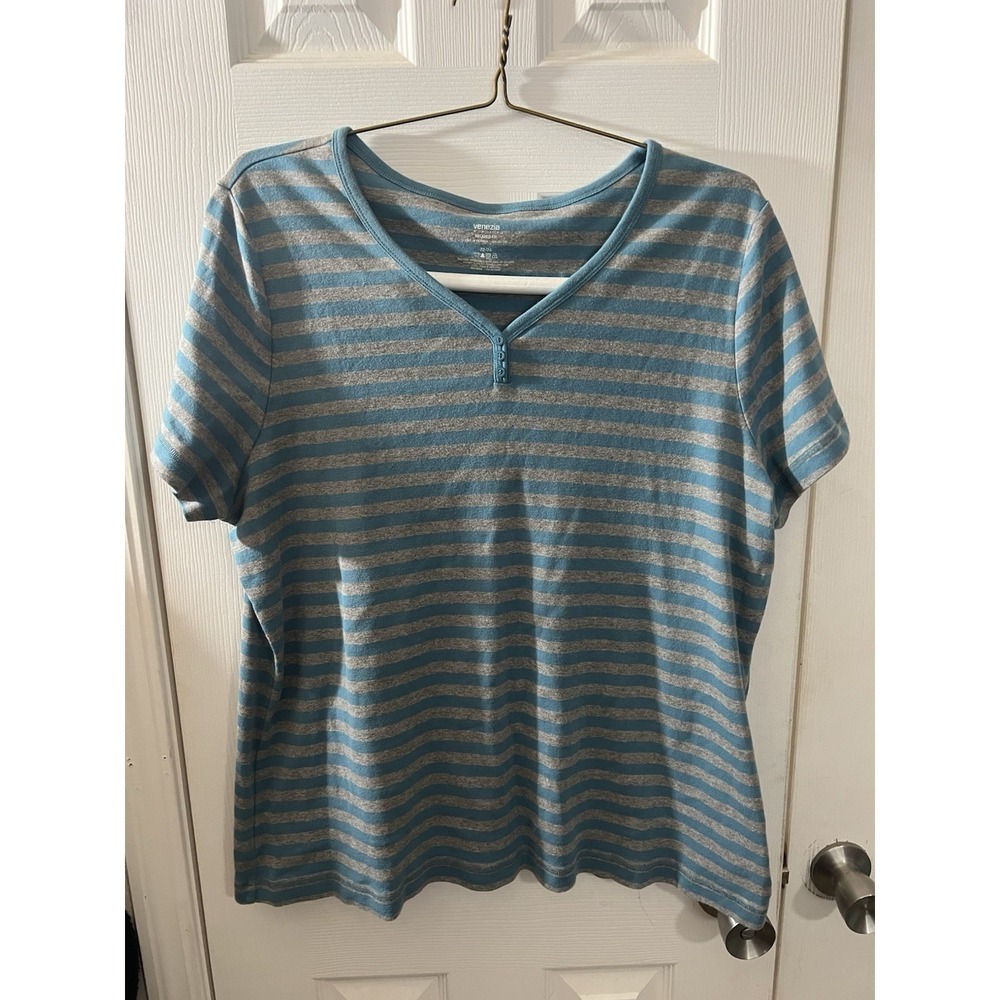 Venezia Lane Bryant Vintage Short Sleeve T-Shirt Modern Tee Striped 22/24